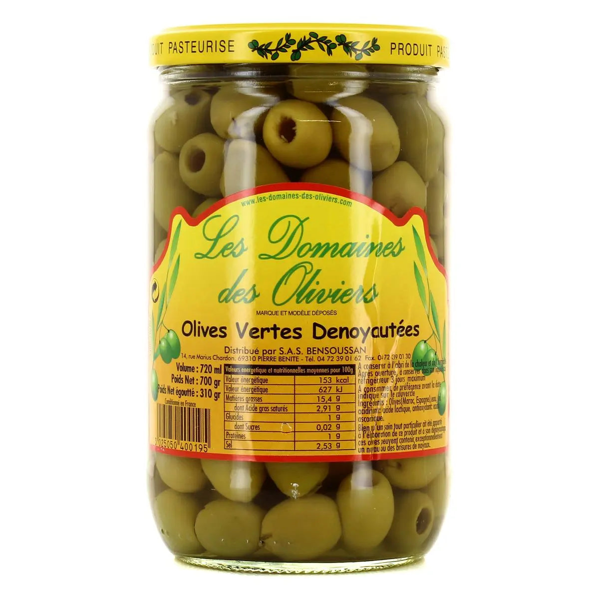 Olives Vertes Dénoyautées - Les Domaines des Oliviers