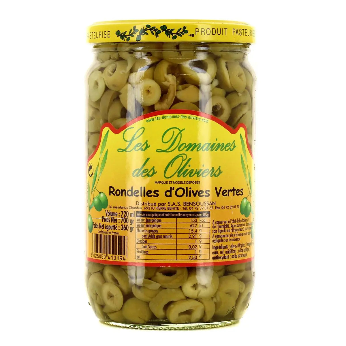 Rondelles d'Olives Vertes - Les Domaines des Oliviers
